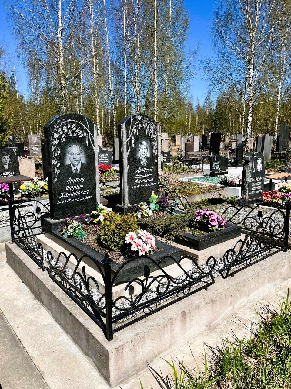 Пара памятников с оградой